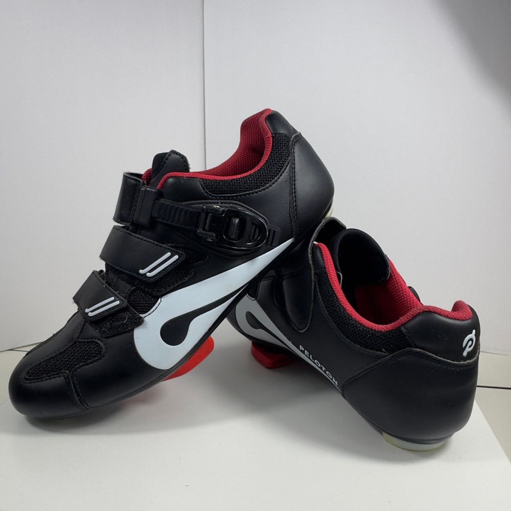 Peloton Cycling Shoes Men 41 Black Red Indoor Spin Bike Look Delta Cleats Size 8